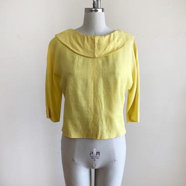Bright Yellow Blouse with Oversized Collar - 1960s 