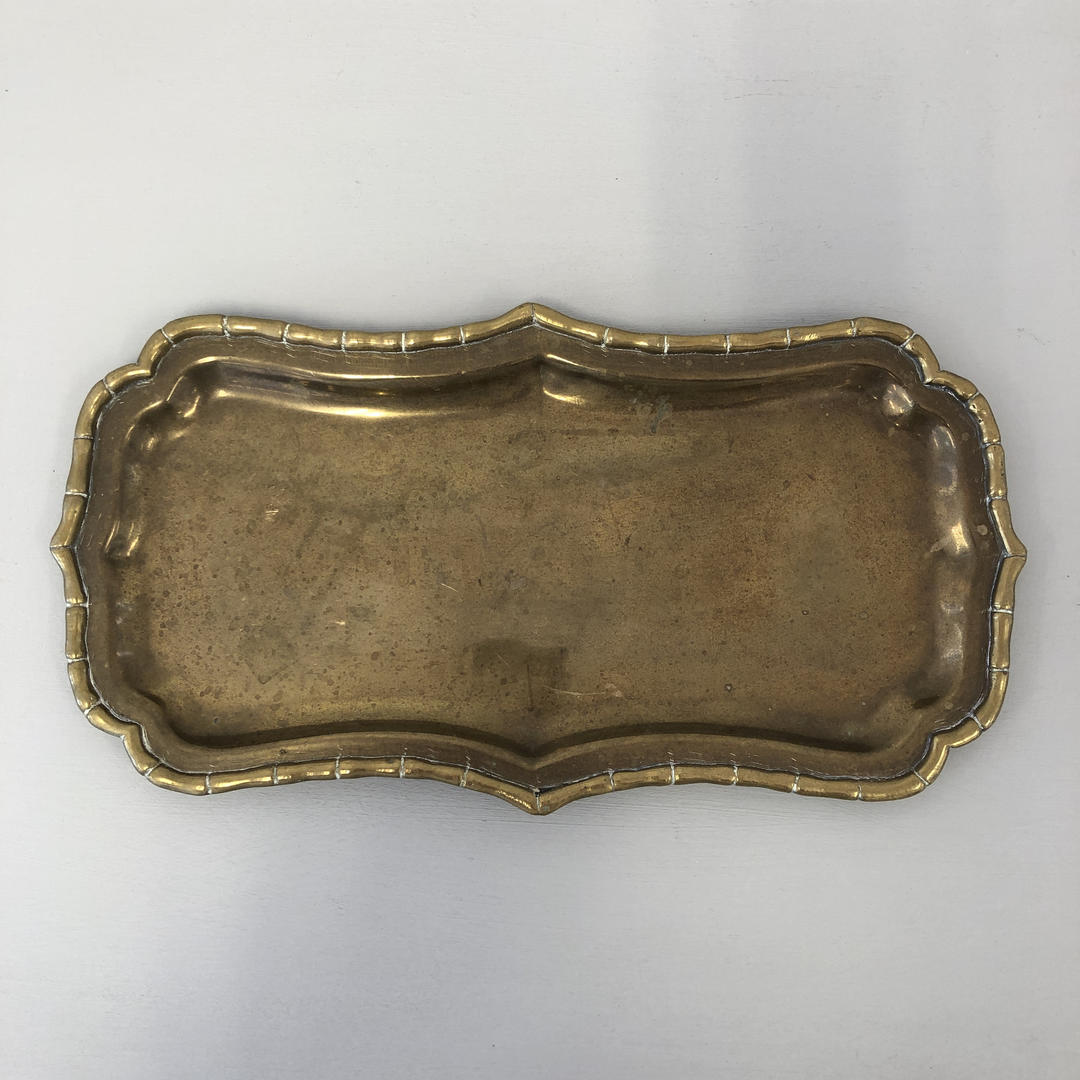 Vintage Brass Tray, Brass Bamboo Tray, small oblong serving tray,, The  Heirloom Adobe