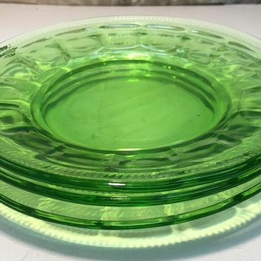 Clear Green  Depression Glass Sm. Salad Plates (3pcs) by JoyfulHeartReclaimed