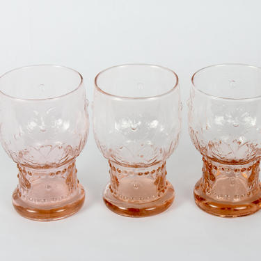 Vintage Glassware, Pink Glassware, Whiskey Glassware, Goblets, Pink Glasses, Vintage, Mid Century Glassware, Glassware, Tumblers, Set of 3 