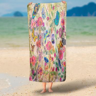 Butterfly Floral Nature Beach Beach Towel ~ Floral Butterflies Beach Bath Towels ~ Beach House Décor ~ &quot;You Give Me Butterflies&quot; Beach Towel 