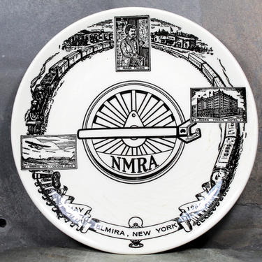 NMRA National Model Railroad Association 1960 Souvenir Plate from Elmira, New York - Mark Twain Hotel | FREE SHIPPING 