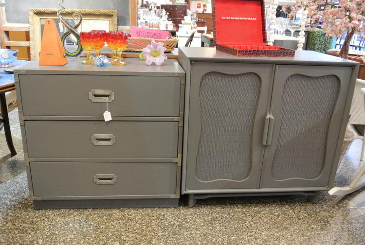 campaign chest $295 grey painted buffet $325
