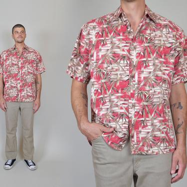 Vintage Bamboo Print Hawaiian Shirt | Printed Hawaiian Shirt 