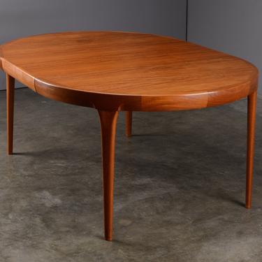 Mid Century Round to Oval Dining Table Faarup Danish Modern Teak 