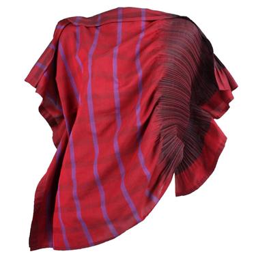 Issey Miyake Pleated APOC Assymetrical Blouse Red Striped