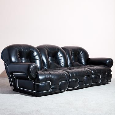 1970s Italian Leather Sofa