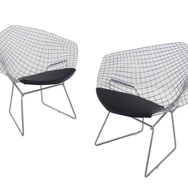 Set of Two Mid-Century Modern Diamond Diamond Chairs Designed by Harry Bertoia for Knoll