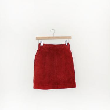 Little Red Suede 90s Mini Skirt 