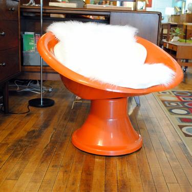 Mid Century Orange Swivel Mushroom Chair