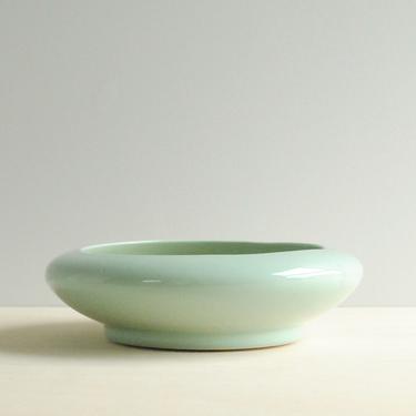Vintage Ceramic Bonsai Pot Shallow Bowl in Mint Green, Mid Century Modern Planter Pot, Bonsai Planter, Seafoam Green Ceramic Bowl 
