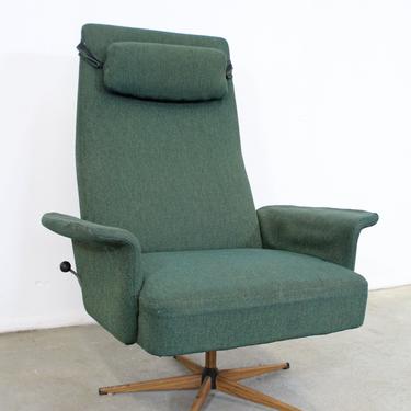 Mid-Century Danish Modern High Back Swivel Rocker Lounge Chair 