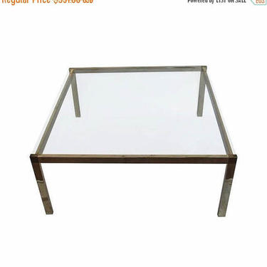 50% OFF Guy Lefevre Style Brass &amp; Glass Coffee Table 