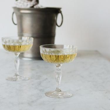 Pair of Pressed Glass  Champagne Coupes