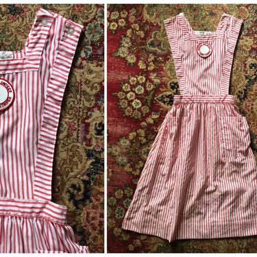 vintage authentic Candy Striper uniform | red & white stripe pinafore, Halloween costume 