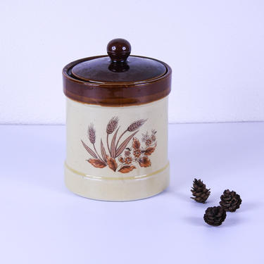 Vintage Sears Stoneware Wheat Pattern Cannister / Vintage Crock / Made in Japan 