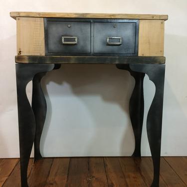 Industrial double drawers natural live edge Console. 