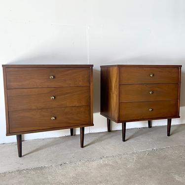 Pair Mid-Century Three Drawer Dressers 