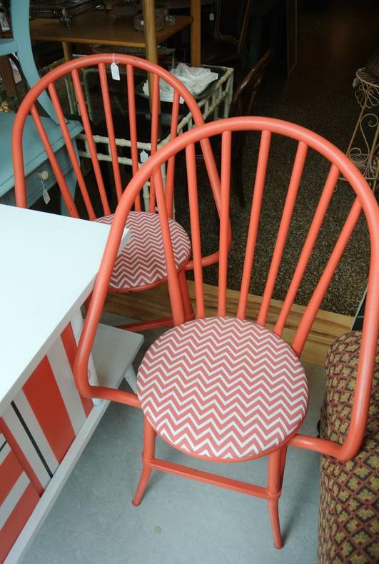 Orange painted chairs. $150/pair