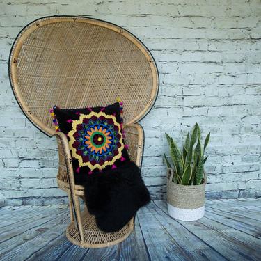 SHIPPING NOT FREE!!! Vintage Wicker Peacock Chair/Fan Back Chair 