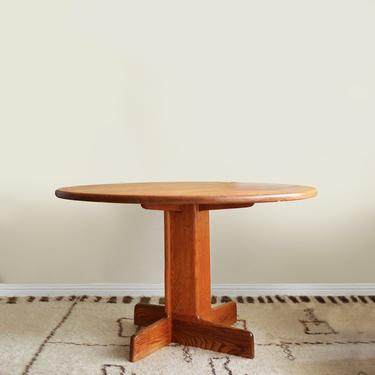 Gerald McCabe Studio Craft Round Oak Dining Table | Vintage Wood Table | Mid Century Modern 