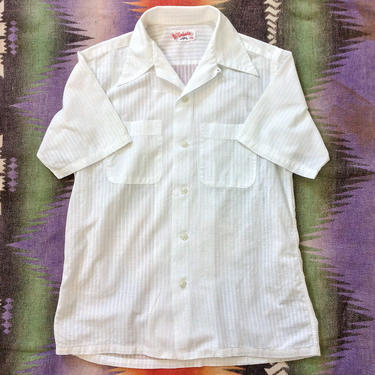 Size M Vintage Men’s 1930s 1940s Spearpoint Loop Camp Collar Short Sleeve Shirt 