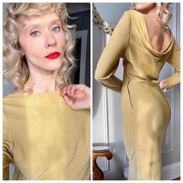 1950s Dress // Golden Shimmer Lurex Dress // vintage 50s dress 
