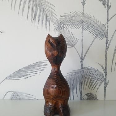 Vintage Statue, Abstract Animal, Wood Carving, circa 60's. 