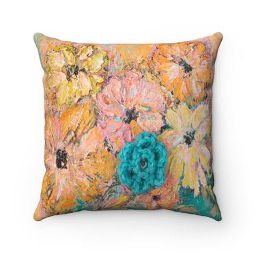 Floral Bold Flowers Indoor Pillow ~ Abstract Floral Art Throw Pillow ~ Boho Chic Colorful Pillows ~ Living Room Decor ~ Original Floral Art 