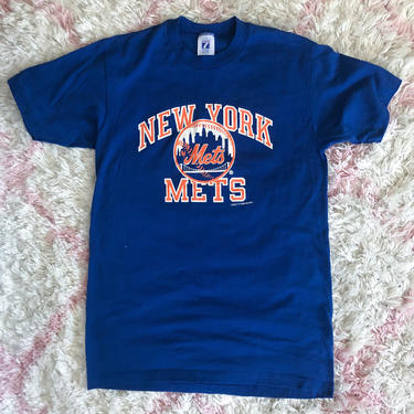 Vintage 80s NY Mets Blue and Orange Graphic Tee Med/Lrg 