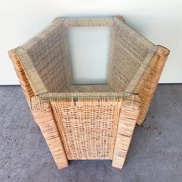 Island Style Rattan Wrapped Hexagon Table