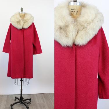 1960s 1966 PINK LILLI ANN fox fur swing mohair coat medium large | new fall 