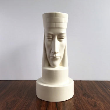Giant Modern Gothic Ceramic Chess Rook in White by Peter Ganine for Brayton Laguna Pottery 1947 