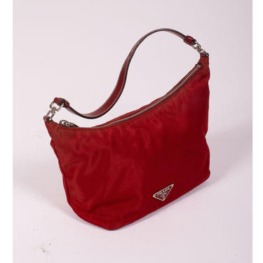 PRADA Y2K Nylon Mini Pouchette Bag in Cherry Red Mini Hobo Tessuto Vela Tote 