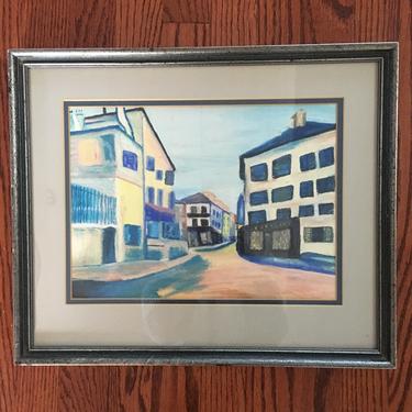 Vintage Pastel Cityscape Art Original Signed Framed Landscape by PursuingVintage1