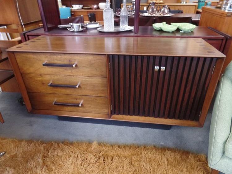Mid-Century Modern walnut and rosewood credenza from the Tower collection by Lane Furniture