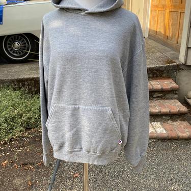 80’s-90’s Vintage hoodie~ pullover heathered gray sweatshirt~ unisex androgynous sportswear~ VTG athletic grunge size M 