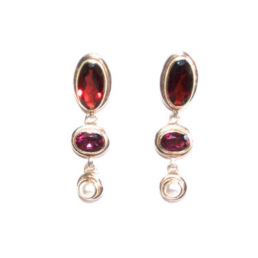 Dangle Earrings Pearl Ruby Garnet Vintage Victorian Style Amethyst Garnet Pearl Drop Earrings Boho Jewelry 