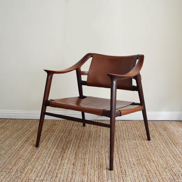 Vintage Leather Bambi Lounge Chair by Rolf Rastad &amp; Adolf Relling for Gustav Bahus | Mid Century Modern 