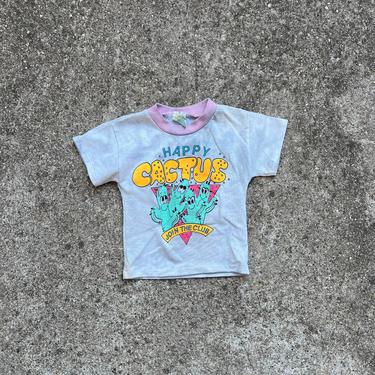 Vintage 1980s Thrashed Happy Cactus Club Kids T Shirt 