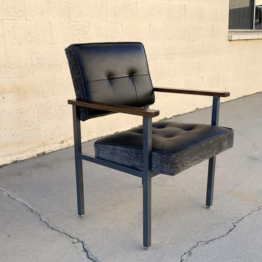 1970s Knoll Style Armchair with Refinished Steel snd New Leather