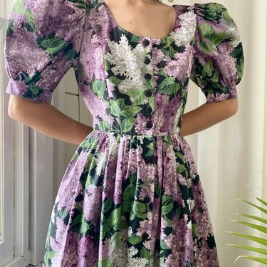 80s Chintz Floral Puff Sleeve Dress