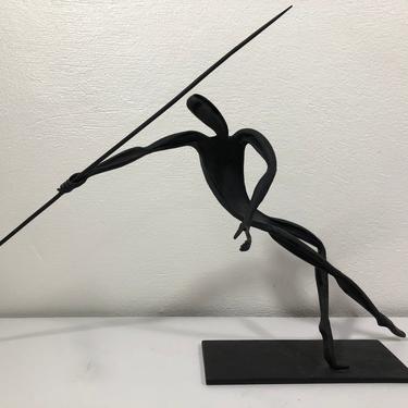 Modernist Steel Sculpture Javelin Thrower Signed Mid Century Modern 