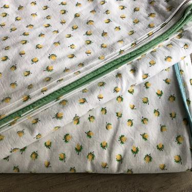 2 Floral Cotton Blanket Covers, Yellow Rosebud, Set of 2, 68&amp;quot; X 74&amp;quot;, Duvet, Zipper Closure, Single Daybed 