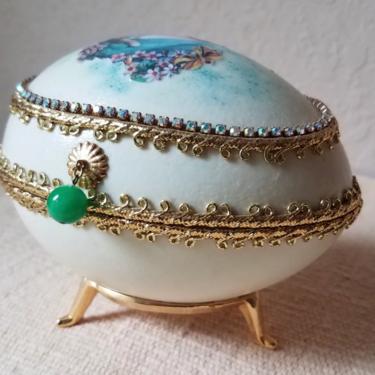 Handmade Ostrich Egg Embellished Vintage, 1990s 