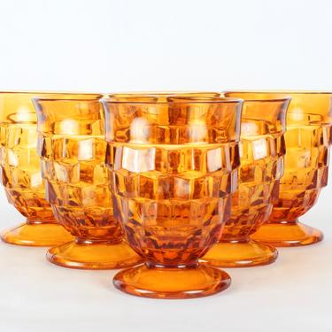Vintage Indiana Whitehall Colony Glassware, Amber Yellow Glassware, Yellow Glassware, Vintage, Mid Century Glassware, Glassware, Set of 6 
