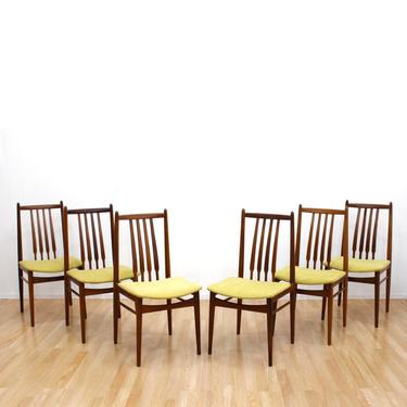 Set of Six Danish Modern Teak High Back Dining Chairs Mid Century Chairs 