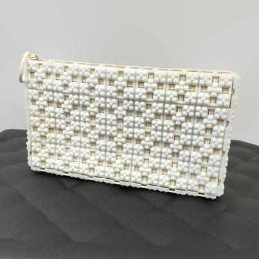 VINTAGE 1940s PlasticFlex Clutch Handbag | 40s Modern Platic Compound Tile Purse | O Ring Pull and Metal Zipper | Inventor Florence Kuhlman 
