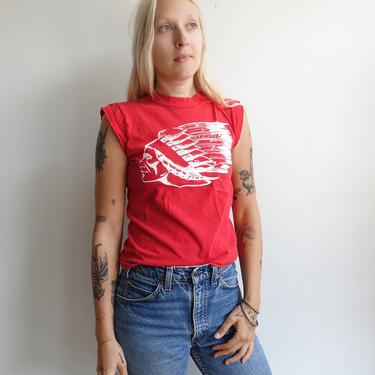 Vintage 80s Motorcycle Cut Off T Shirt/ 1980s Indian Biker Tank Top/Springfield Massachusetts / Size small 