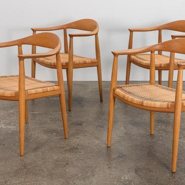 Hans J. Wegner Cane Round Dining Chairs 